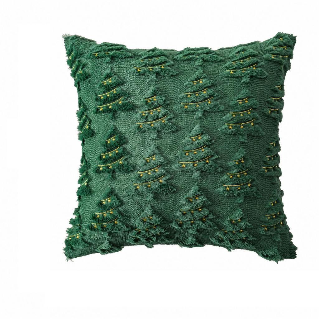 Christmas Tree Embroidered Throw Cover for Sofa and Living Room Decor