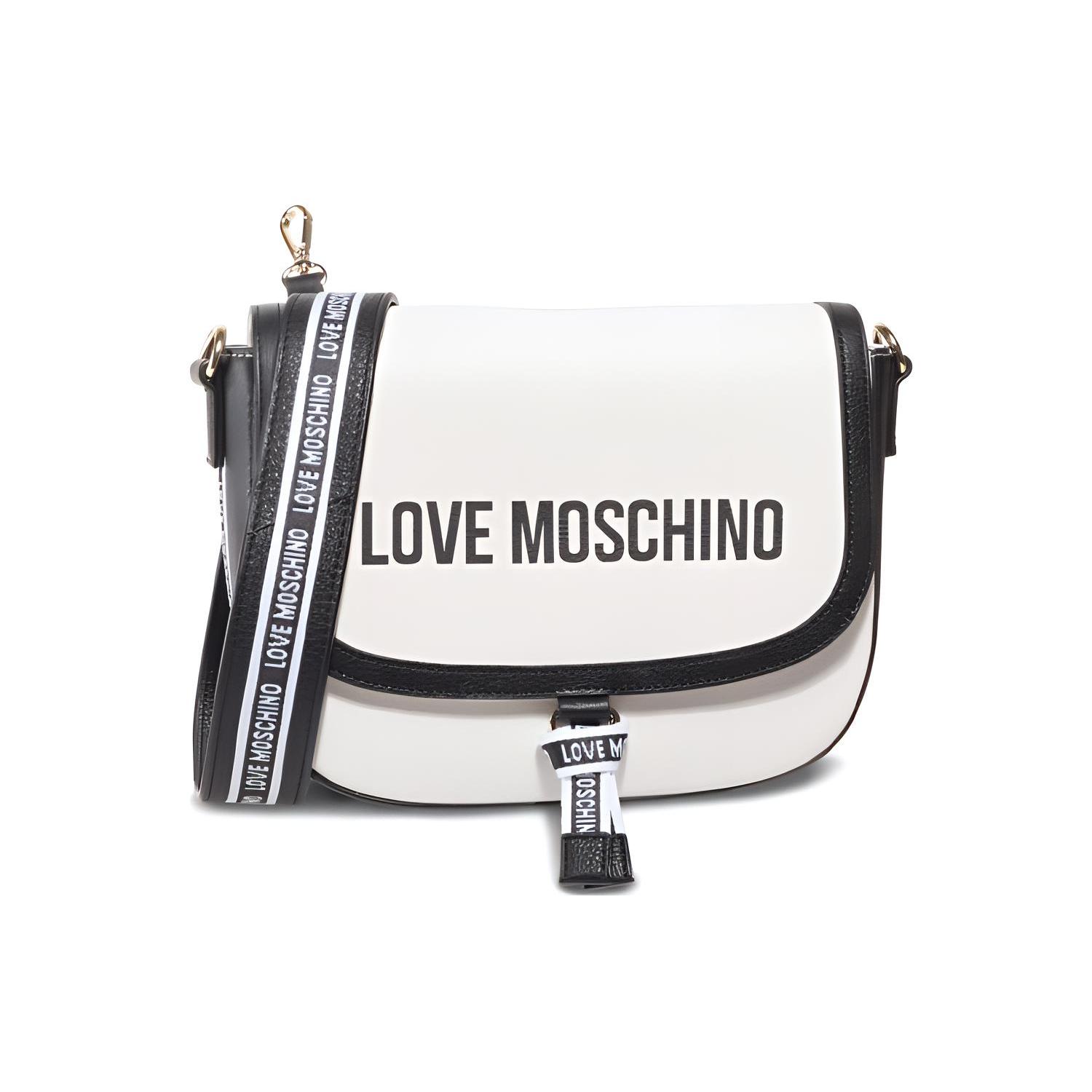 

Новая кожаная сумка через плечо MOSCHINO, сумка кроссбоди женская черно-белая JC4056PP1ALJ110A 24.1*8.1*19.1CM