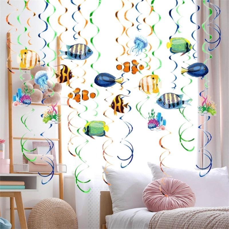 Room Ceiling Decors with Marine Creature Beautiful Swirls Hangings Decorations