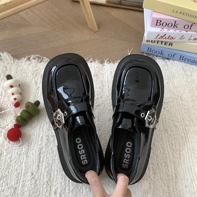 

Модные черные туфли в британском стиле на платформе в стиле ретро, женские туфли из кожи 2025 года, осень-зима, новые французские туфли Мэри Джейн 39