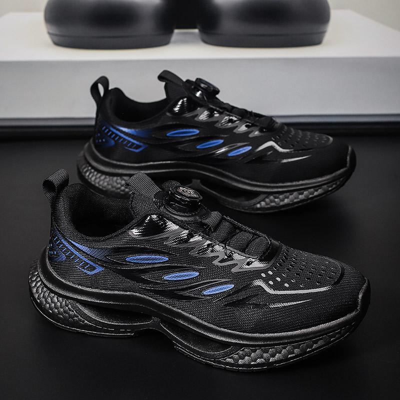 Men's Korean rotating shoelaces casual sneakers Four Season breathable light outdoor running shoes student non-slip sports shoes