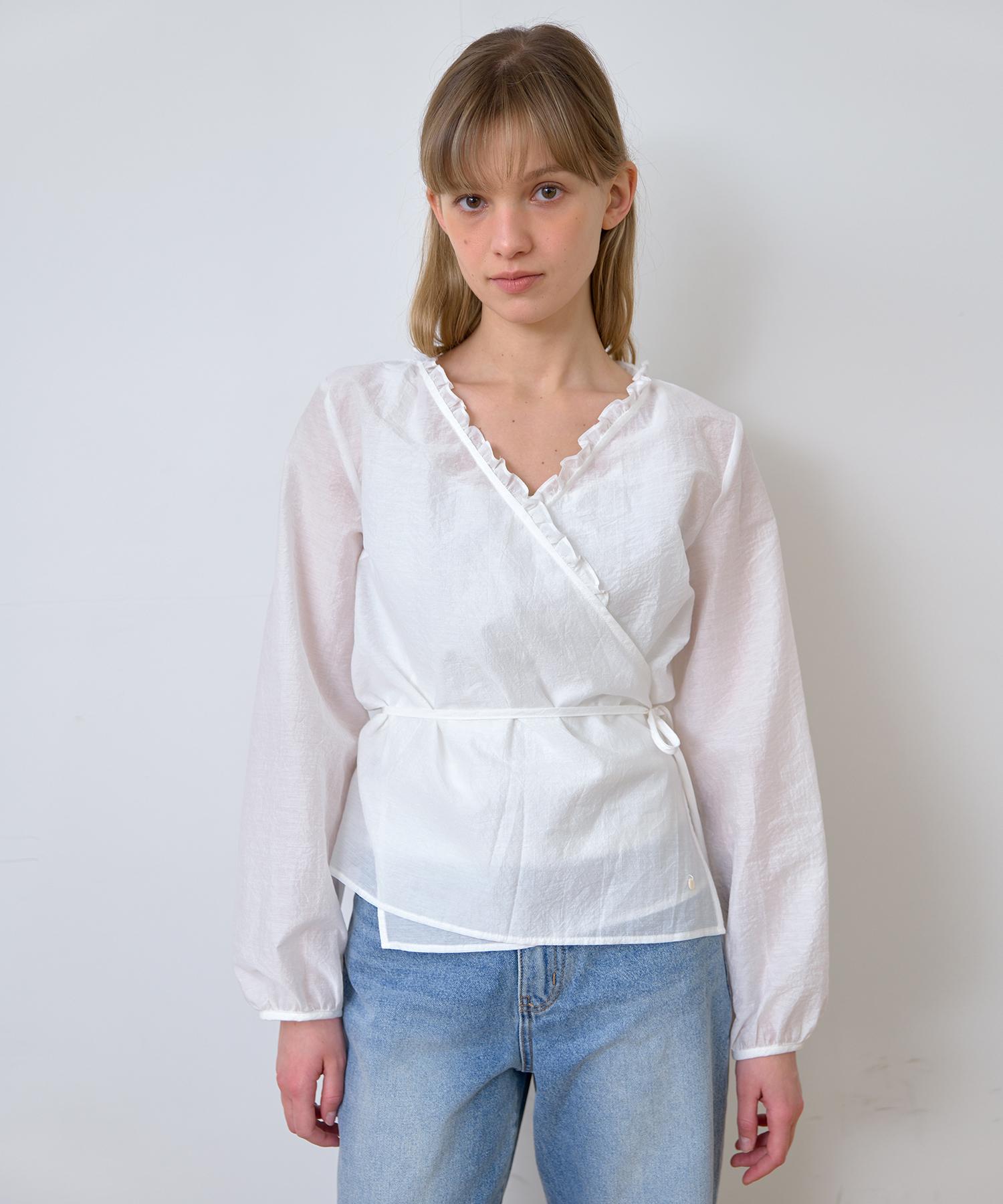 Laminez Lace Wrap Blouse - Ivory Free