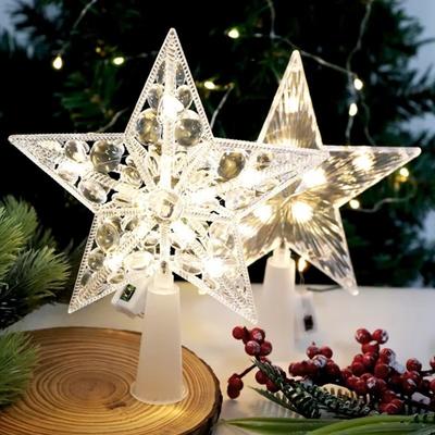 Lighted Star Christmas Tree Ornament Plastic Light Up Props Creative Christmas Tree Topper