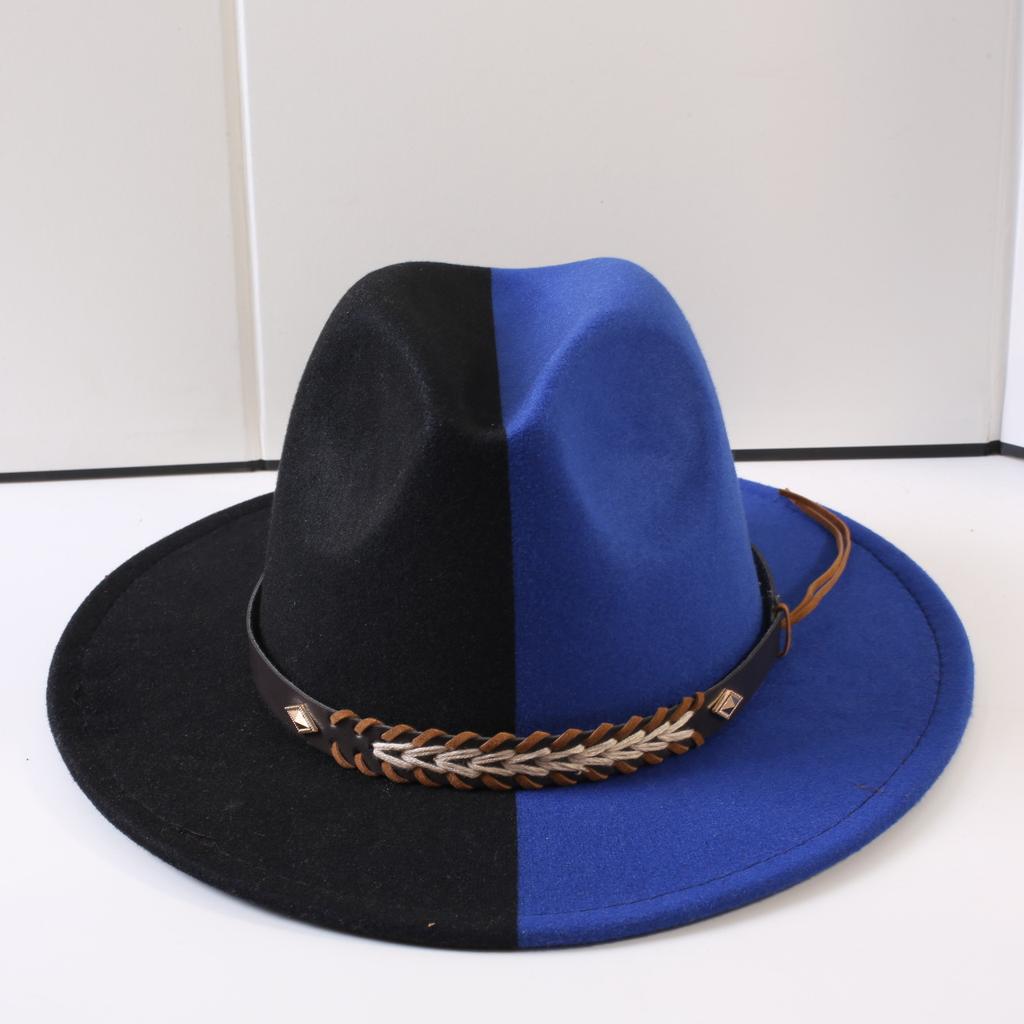 Popolare cappello a cilindro a tesa larga bicolore classico europeo e americano moda uomo e donna stile OL cappello da cowboy cappello jazz