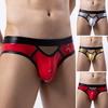 Men Sexy Bikini Briefs Patchwork Color Front Hollow Low-rise Panties U-convex Design Breathable