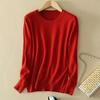QICED Women's Knitted Sweater for Autumn and Winter, O-neck Slimming Sweater, Short and Large-sized Pullover Base Layer