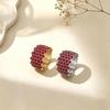 Red Corundum Starry Wide Band Ring - Women's Luxurious and Versatile Fashion Accessory