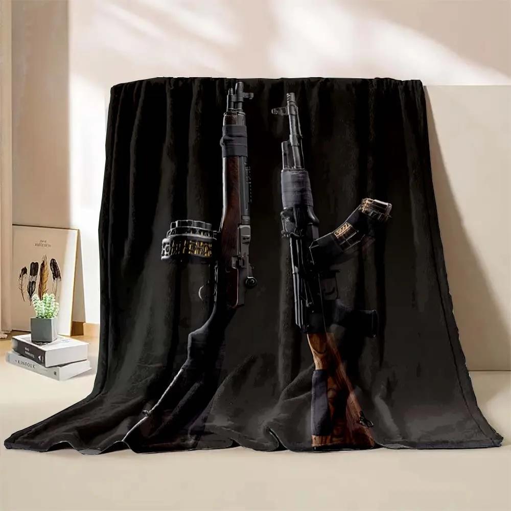 6 Sizes Arms Gun Art Printed Blanket Warm Soft and Comfortable Home Travel Blanket Sofa Bedding Cover Blanket Holiday Gifts