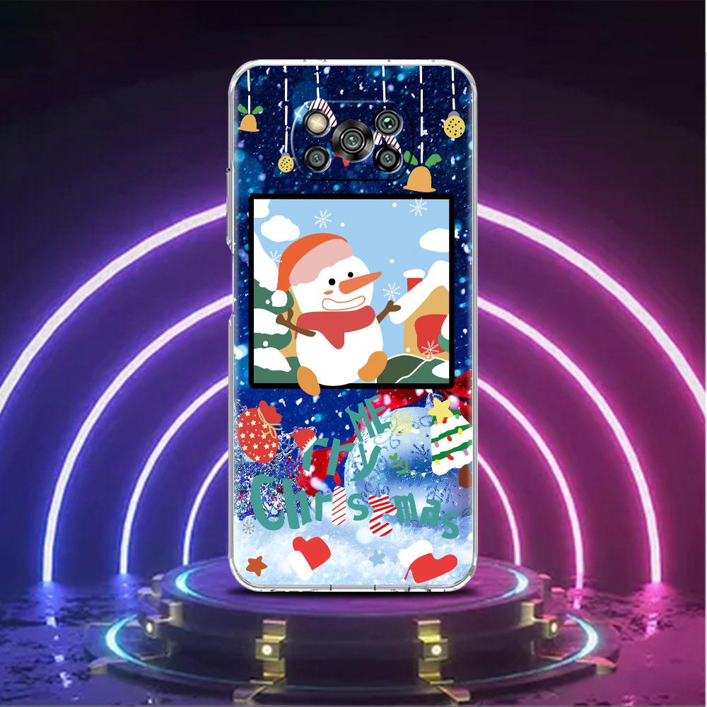 Clear Soft Case For Xiaomi Mi Poco X3 NFC M3 F3 12 11 Lite 11T 10T X3 Pro Note 10 9T Phone Funda Cover Christmas Cute Sled Elk