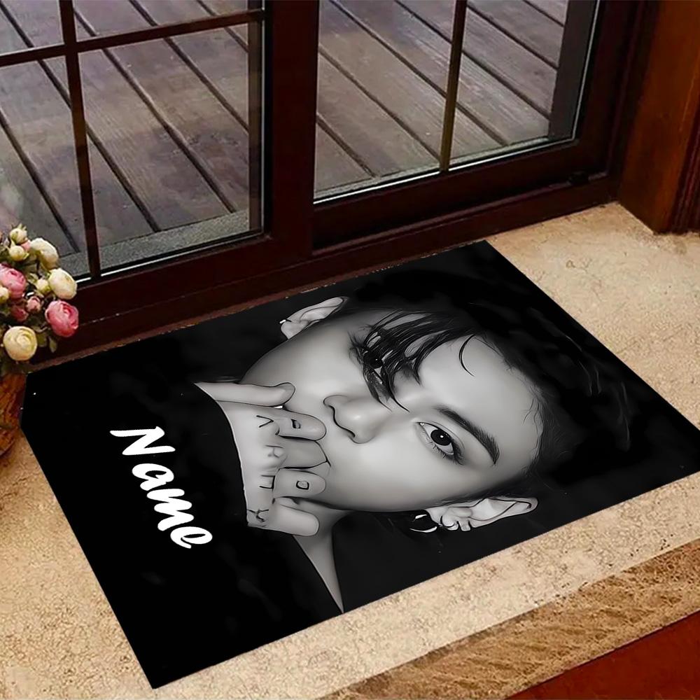 Bold Unique Style Customizable Name Carpet Design for Entryway Kitchen Foyer Decorate room Anti-slip Rug Anime Office Decor Best for Christmas