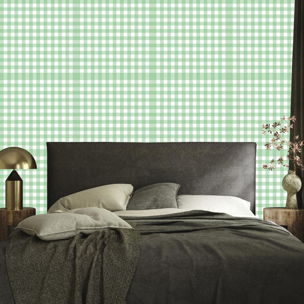 Wallpaper Fabric Pattern Mint, White and Light Gray 50x1000