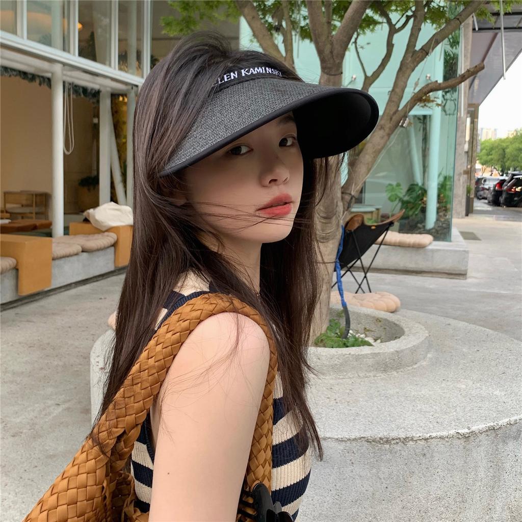Women'S Outdoor Sun Hat Summer Straw Woven Empty Top Hat For Sun Protection Caps Simple Face Covering Female Riding Beach Sunsha