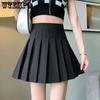 Pleated Skirt A-line High Waist Women Back Zipper Built-in Anti-light Safety Pants Slim Black Grey Hotswet Preppy Style Casual