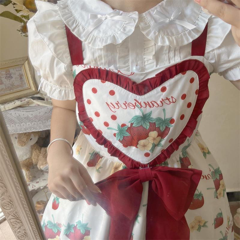 Nové japonské léto Ženy Lolita Bílá košile Peter Pan Límeček Mašle Srdce Knoflíčky Halenka JSK Krátký rukáv Roztomilá Kawaii Dívčí Blusa