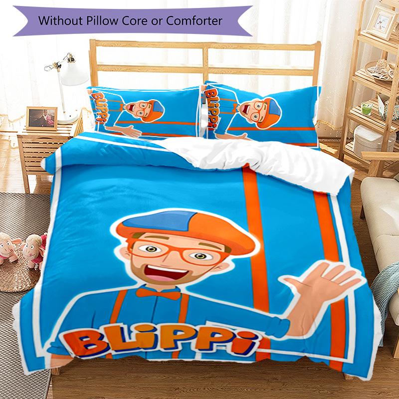 3pcs Blippi1 Pattern Bedding Set Duvet Cover Set Includes Duvet Cover &pillowcases, Perfect All Season Bedroom Decoration & Gift