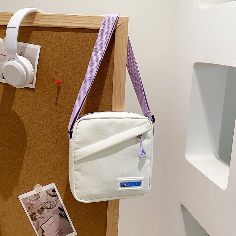 2025 street trend small satchel women's fashion casual composite cloth out of the street contrasting color shoulder small square bag