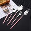 30Pcs Pink Silver Dinnerware Set Stainless Steel Steak Knife Fork Coffee Spoon Flatware Dishwasher Safe Kitchen Tableware Set