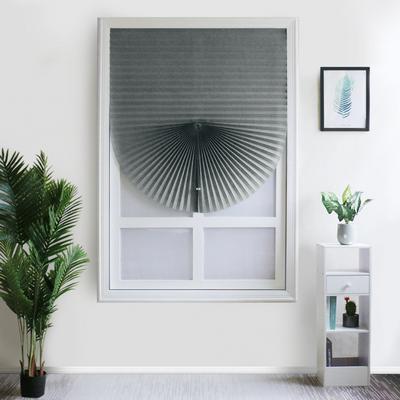 No Drill Adhesive Blackout Pleated Window Curtains Polyester Fabric Shade for Home Bedroom Decor Privacy Protection