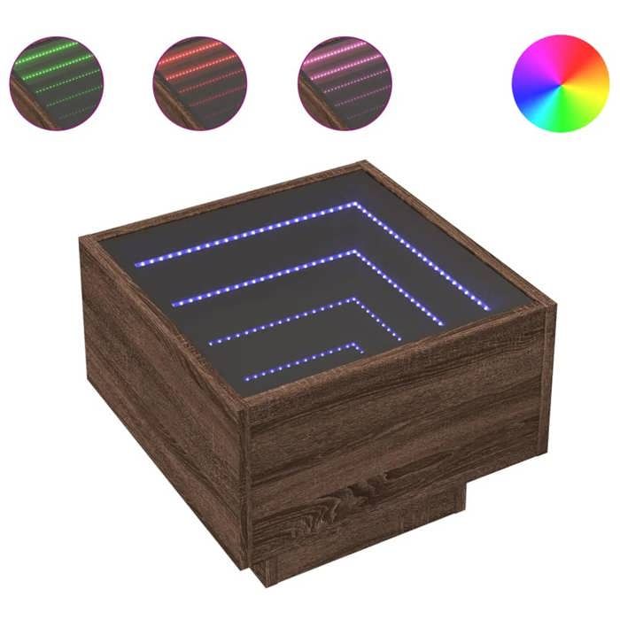 VidaXL Table de chevet avec LED infini chêne marron 40x40x30 cm 3284069