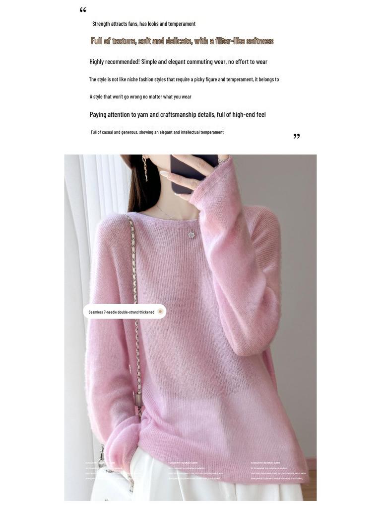 Women's Plus Size Long Knitted Sweater - Versatile Autumn/Winter 2025 Design