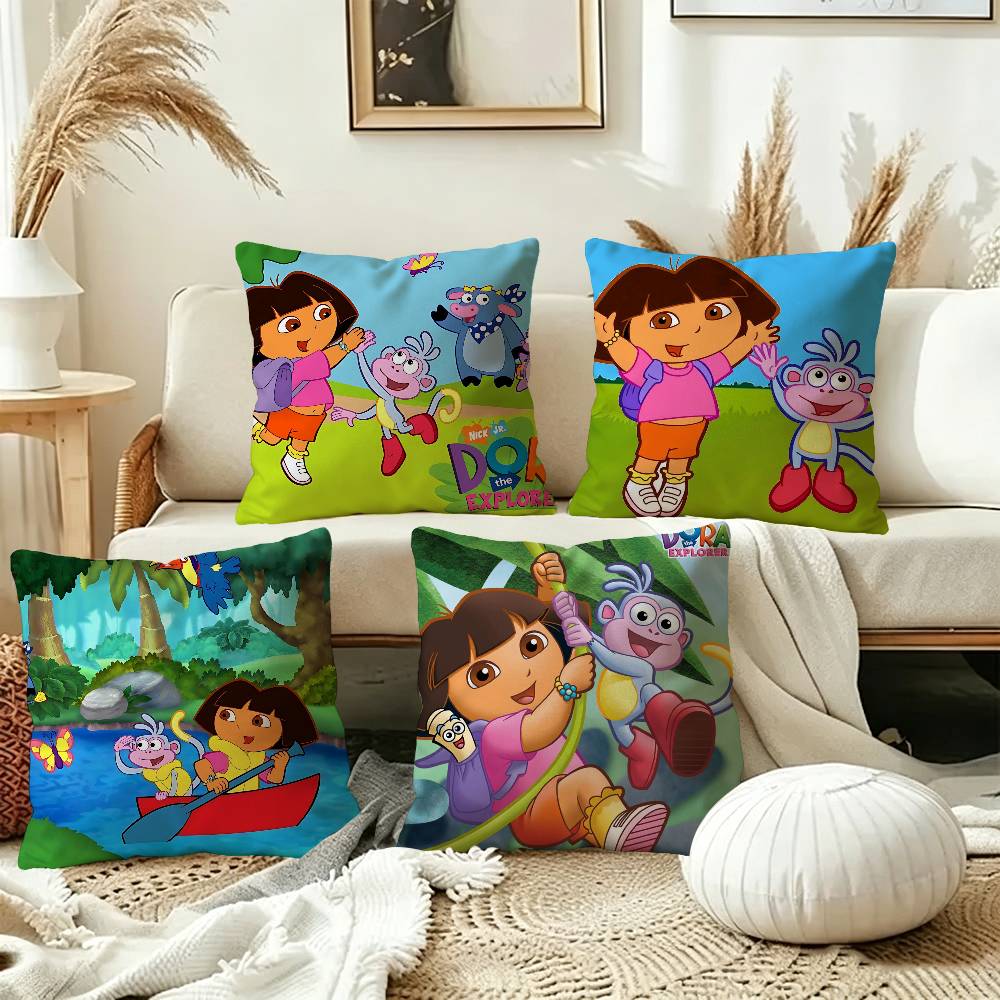 Funny D-Dora the Explorer Classic Anime Pillow Gift Home Office Decoration Bedroom Sofa Car Cushion Cover case 45x45