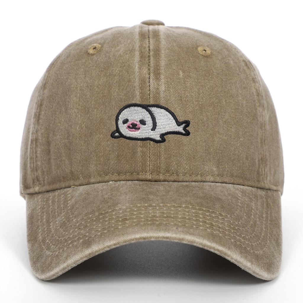 Sea Lion Pattern Vintage Wash Baseball Cap With Breathable Cotton For Travel