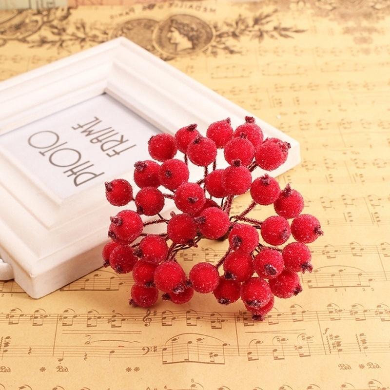Pack of 40pcs Mini Christmas Frosted Fruit Berry Holly Artificial Flower Decor