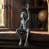 Small Statue for Bookshelf 3D Printed Gulu Sitting Statue, Resin Alien Figurine, Creative Figurine Edge Sculpture Home Office Desktop Ornament