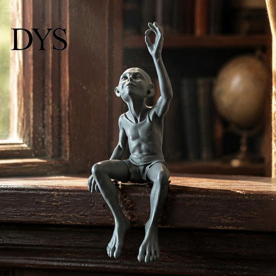 Small Statue for Bookshelf 3D Printed Gulu Sitting Statue, Resin Alien Figurine, Creative Figurine Edge Sculpture Home Office Desktop Ornament
