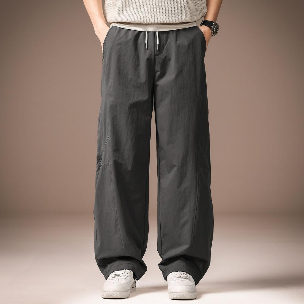 High-end American Scimitar Wide-leg Casual Pants Men's Summer Thin Outdoor Loose Straight Tooling Sweatpants