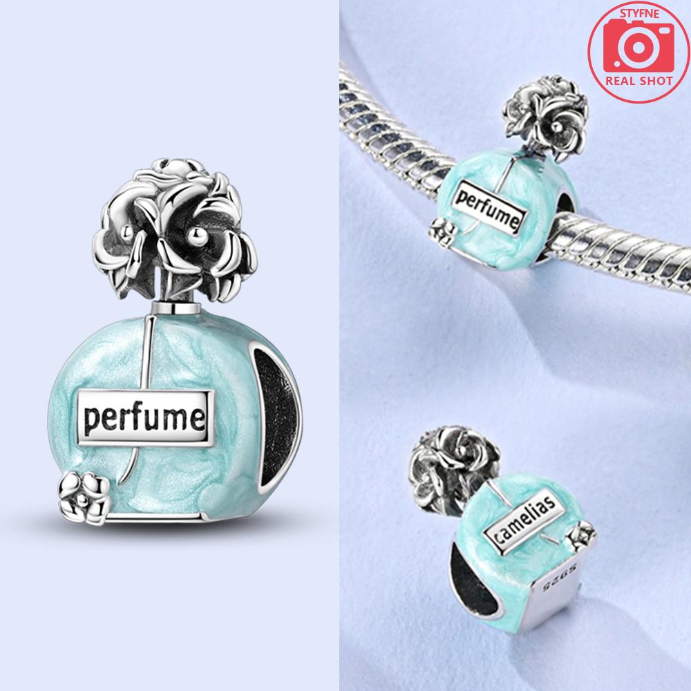 Delicate Charms Copper Original Blue Perfume Bottle Zircon Flower Beads Fit Bracelet Jewelry Women Diy Fine Gift