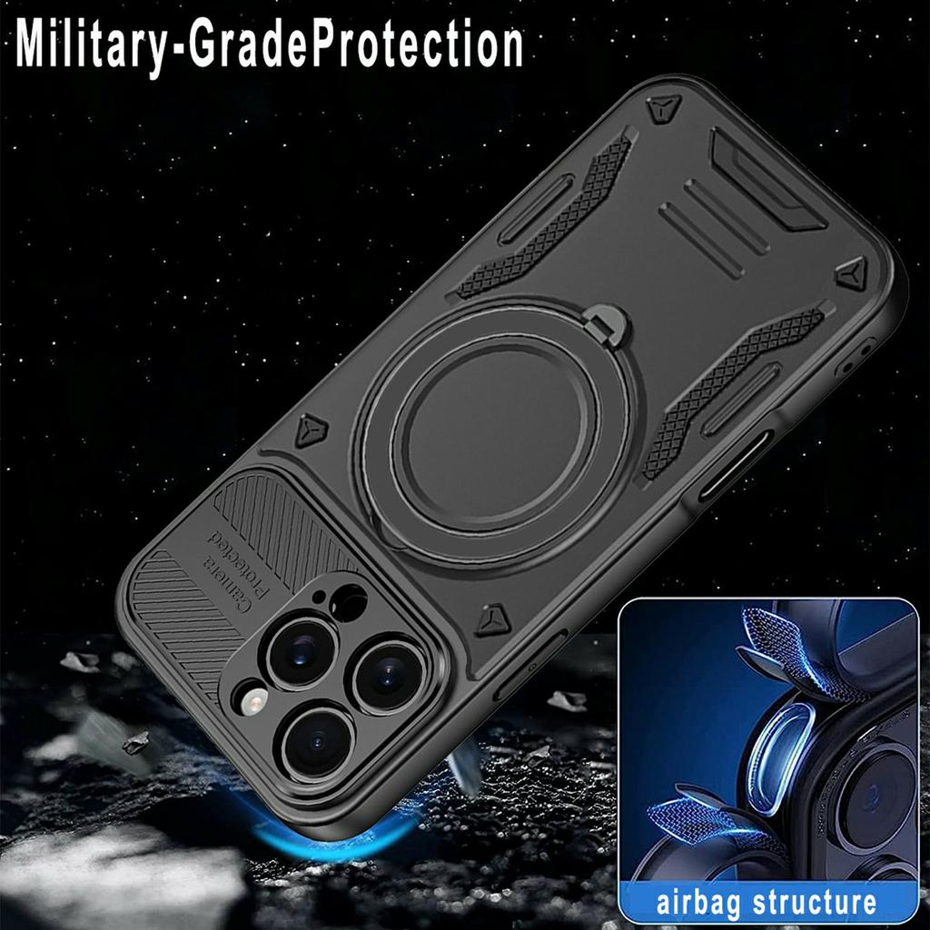 For iPhone 16 Pro Max Case Compatible with MagSafe Shockproof TPU + PC Phone Back Cover with Kickstand