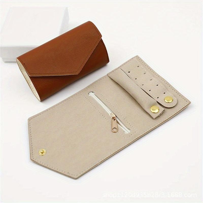 Portable Jewelry Organizer Bag for Women Travel Multi-functional Earrings Ring Necklace Storage Bag PU Creative Jewelry Roll