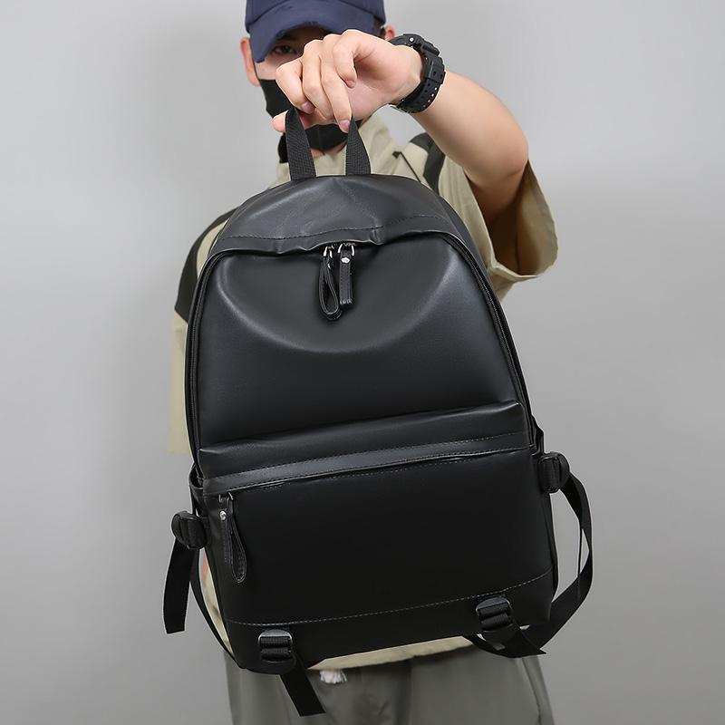 Premium PU Leather Backpack for Students - Large Capacity Trendy Laptop Bag for School & Travel