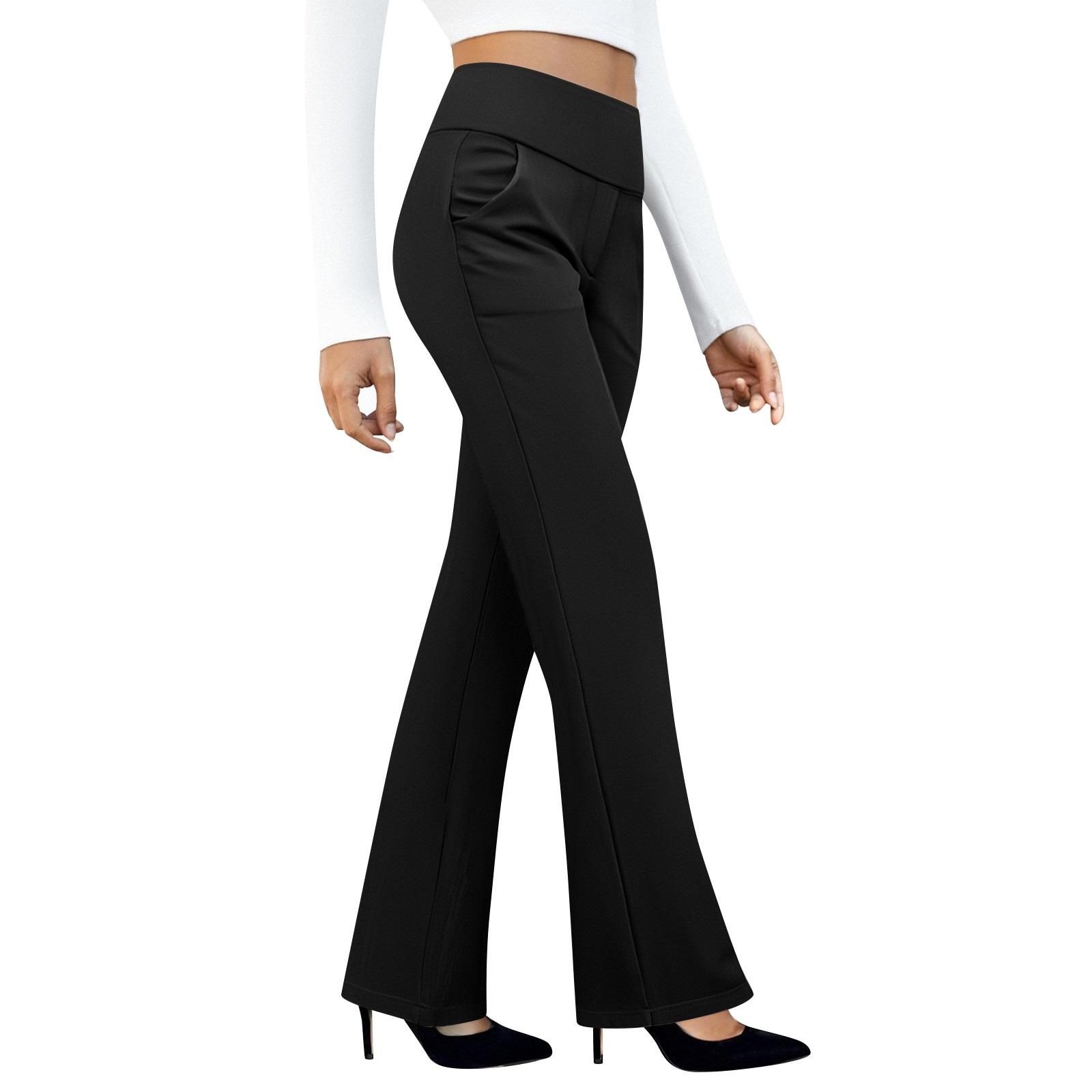 Women s Yoga Pants Casual Pants Slacks With Pockets High Waist XXL чёрный