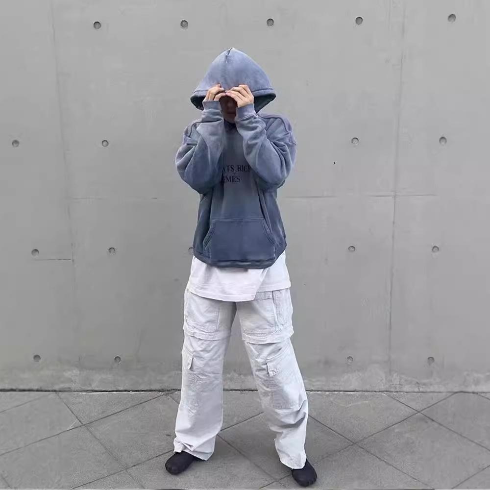 ERD CUOUT Second Gen Melancholy Gradient Blue Aged Hooded Sweatshirt - Bai Jingting Style