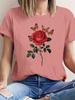 Fashionable elegant T-shirt with artistic graphic of roses and butterflies plus size for aUnisextes of the romantic style
