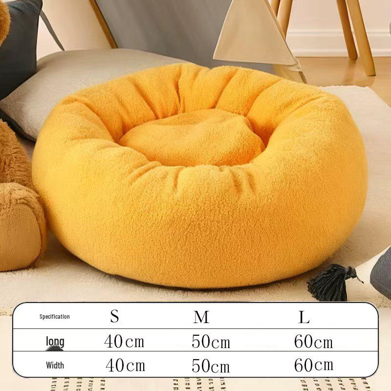 Cozy Rebound Cat & Dog Nest: Warm, Thickened Pet Bed for Winter Comfort Yellow