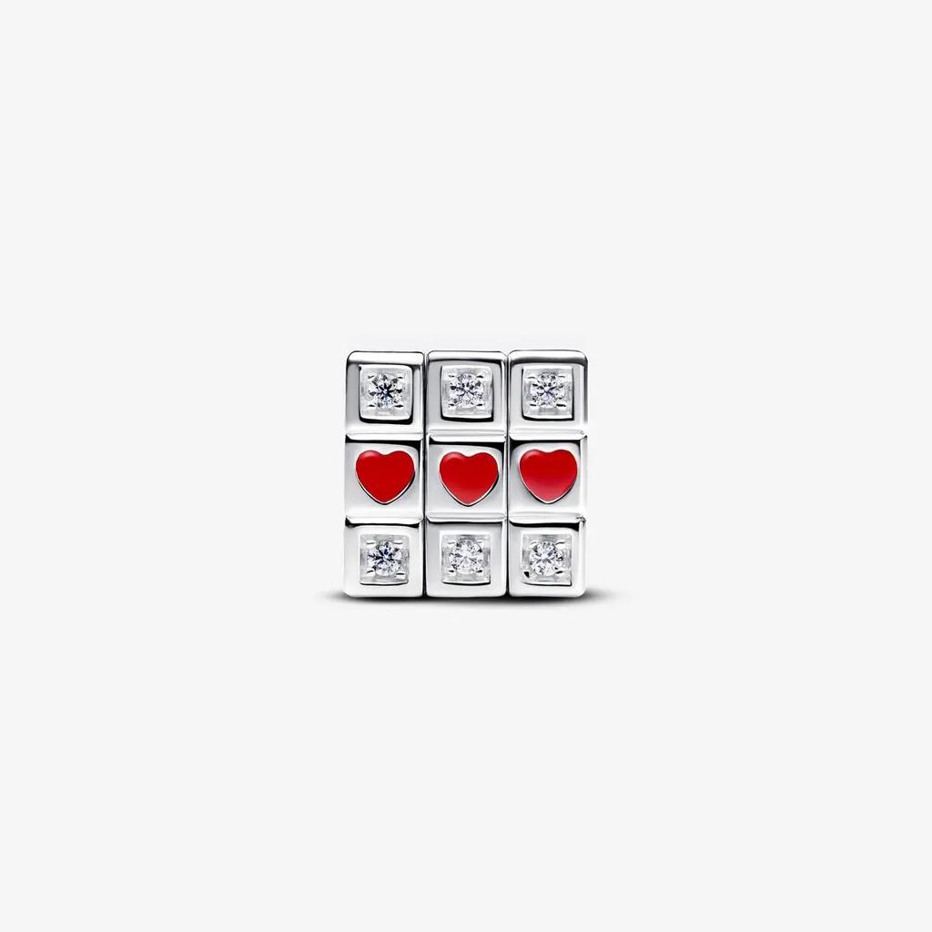925 Silver Rubik Cube Rotatable Chrams Pendents Creative Stainless Funny Beads Metal DIY Bracelet Keychain Fine Jewelry