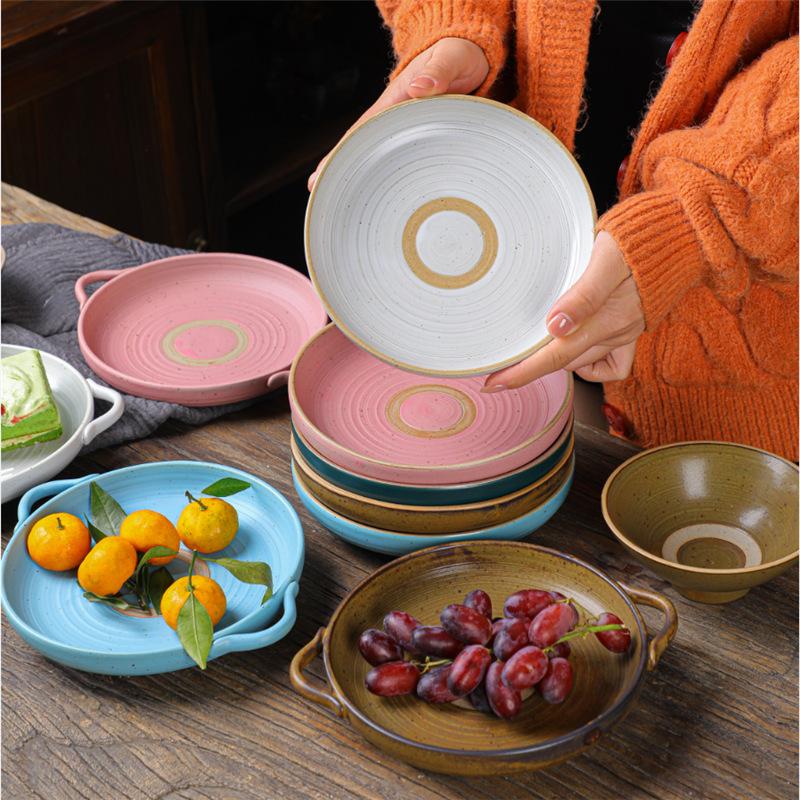 Ceramic Cup Rice Bowl Set, One Person Food, Japanese-Style Household Tableware, Plates, Dishes, Dishes, Retro Western Tableware