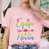 Spanish Girl Bachelorette Party T-Shirts, Rainbow Diamond Heart Arrow Graphic Tees for Bridal Shower, Team Bride Tribe Blouses