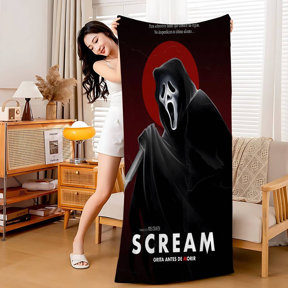 Scream Horror Movie Anime Beach Towel Colorful Bath Towels for Quick Dry Custom Sand Free Beach Yoga Spa Gym Pool