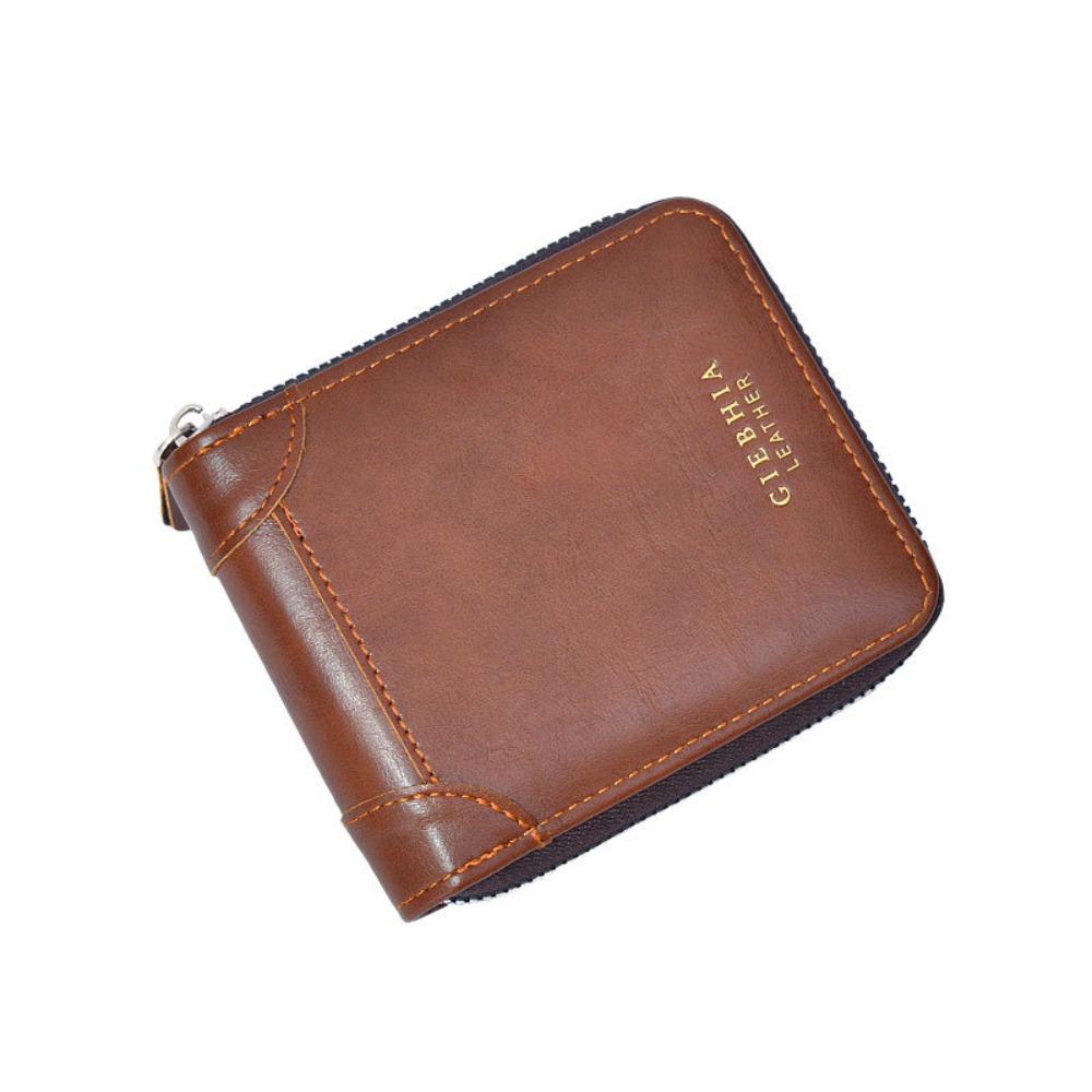 

Брендовый кошелек-клатч для бизнеса, на молнии, держатель для ID-карт, повседневный короткий кошелек из ПУ, унисекс кофейный