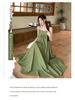 Plus Size Women's Chinese Style Waist-Cinching Camisole Dress & Fairy Cardigan Set