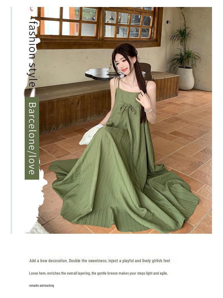 Plus Size Women's Chinese Style Waist-Cinching Camisole Dress & Fairy Cardigan Set
