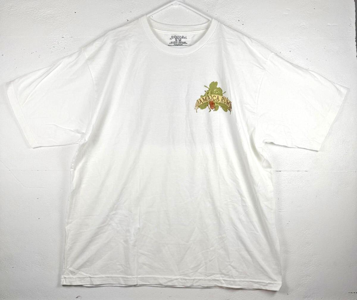 

Size XL - St Johns Bay Jamaica Rum Graphic 100% Cotton T-shirt Mens Tees Top White 4XL