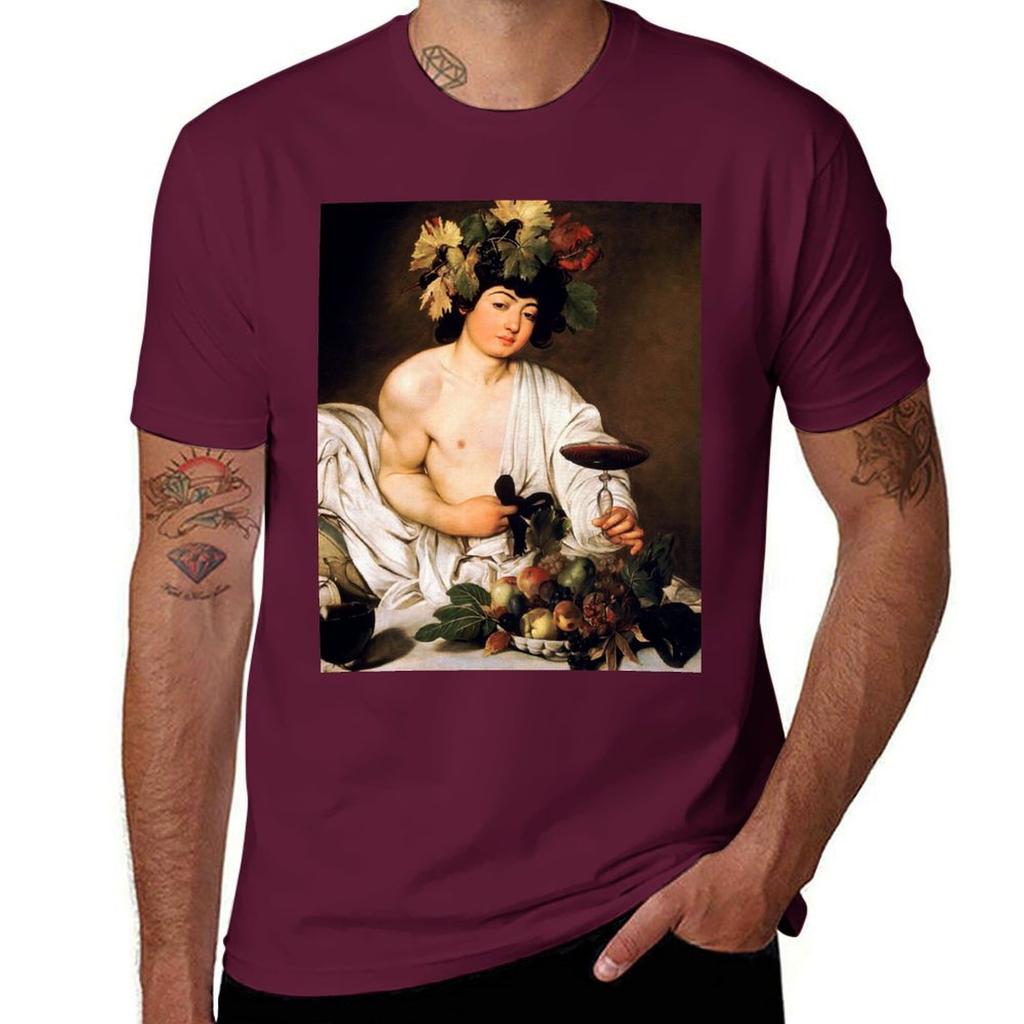 Enhanced High Res Caravaggio Bacchus 1596 T-Shirt hippie clothes quick-drying mens funny t shirts