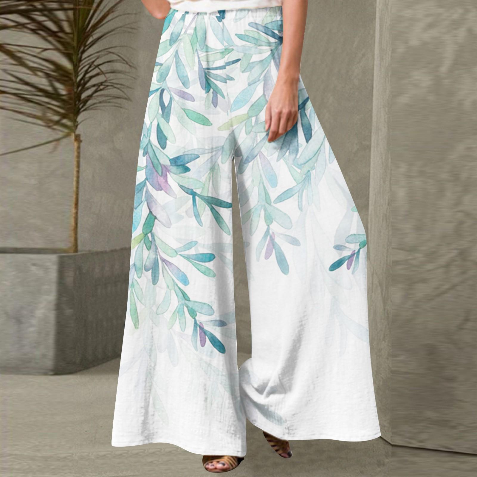 

Women s Fashion Gradient Print Casual Loose Street Straight Leg Pants M циан