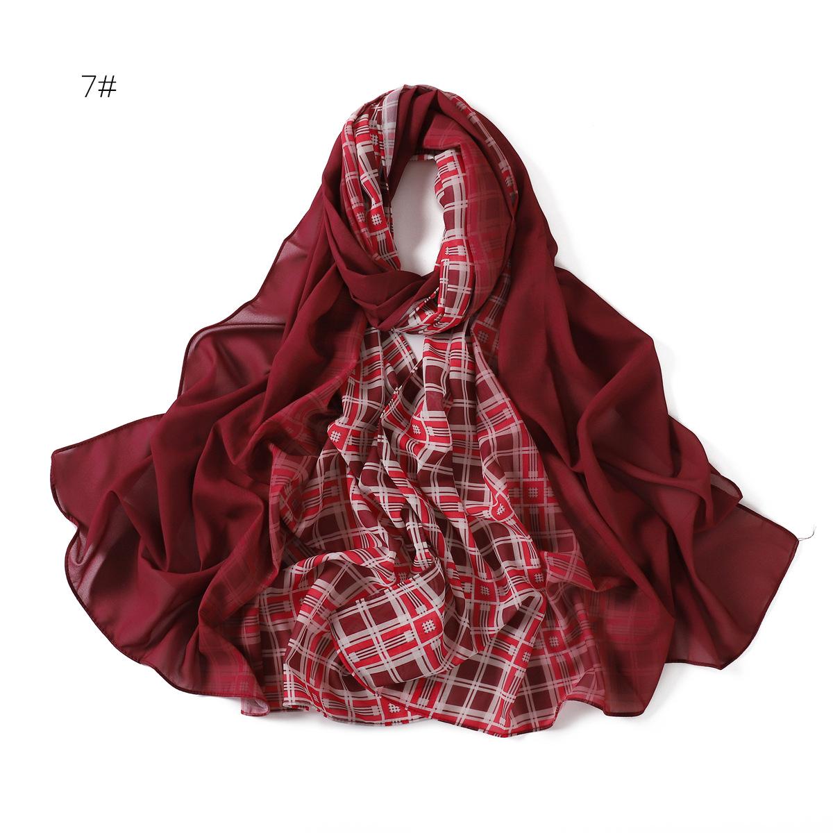 

180CM Big Size Scarf Hijabs High Quality Plaid Print Chffion Shawl Cape for Women Muslim Headwraps