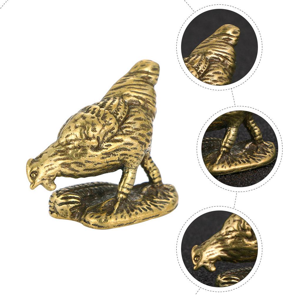 Messing Chinesischer Tierkreis Hahn Tierfigur Kreative Statue Retro Dekoration Statuen
